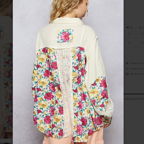 POL “ Holly “ POL A Line Top Jacket in Double Gauze and Lace Detail - Picture 4 of 5